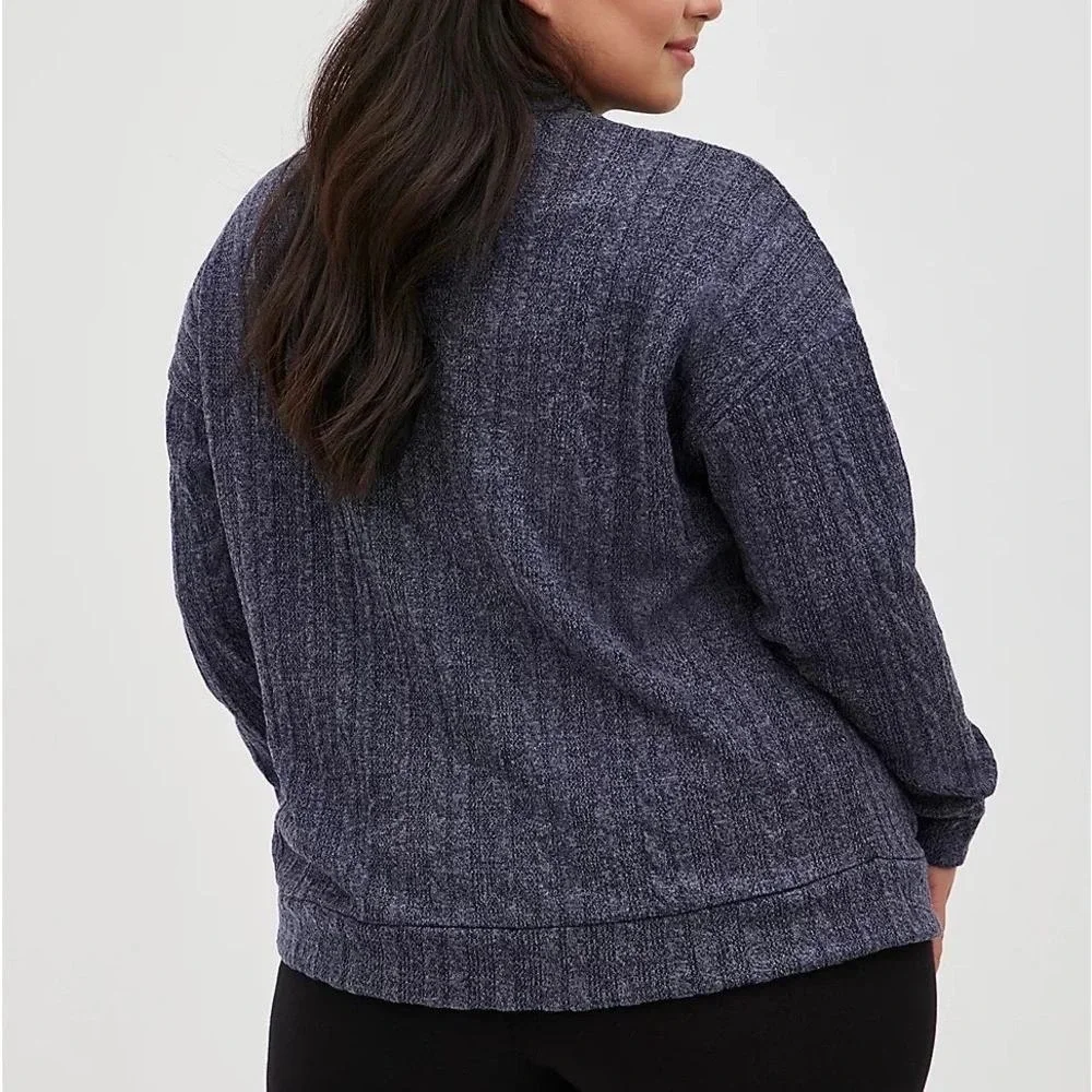Torrid Sleep Cardigan 5 Navy‎ Blue Heather Ribbed Button Front Plus Size Lounge